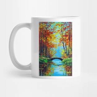 Bridge in an autumn pond Mug